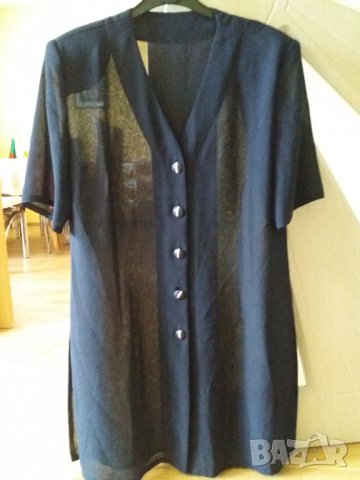 Дамска лятна риза туника с къс ръкав тъмносиня размер М-Л