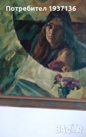 Стара картина масло върху платно опънато върху фазер подписана 1985 г, снимка 4 - Картини - 50223201