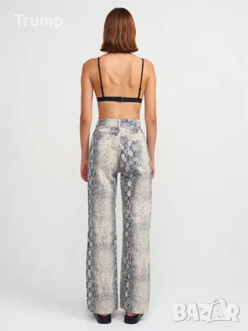 Дънки с животински принт, змия , снимка 3 - Панталони - 48230632