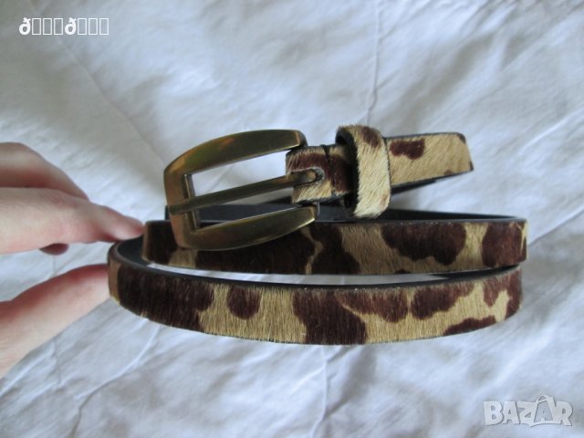 Тънък колан с пони косъм Accessorize кафяво, снимка 4 - Колани - 27015346