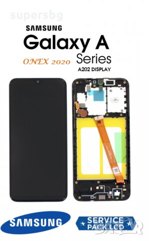 Нов 100% Оригинален LCD Дисплей + Тъч скрийн +Рамка за Samsung SM-A202F Galaxy A20E, снимка 1