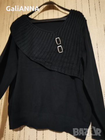 СТРАХОТЕН ПУЛОВЕР С ЕФЕКТНА ЯКА РАЗМЕР 2XL, снимка 3 - Блузи с дълъг ръкав и пуловери - 35371153