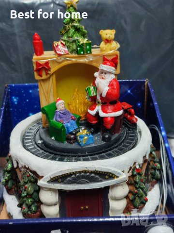 Коледна вълшебна сцена - Дядо Коледа-Светеща и музикална, снимка 4 - Декорация за дома - 43265943