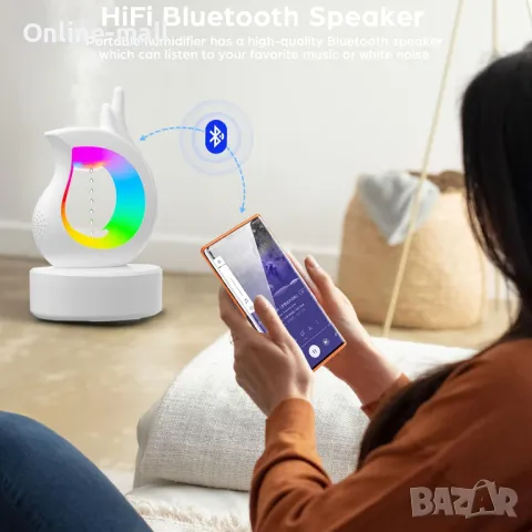 Безжичен Арома дифузер, Bluetooth колонка Овлажнител за въздух с музика и светлина, снимка 6 - Други стоки за дома - 48040708