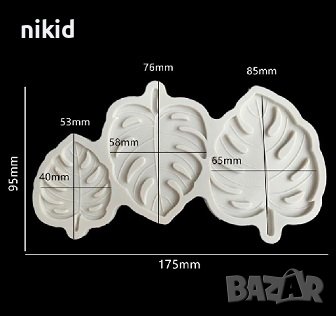 3 размера големи листа листо Хаваи силиконов молд форма декорация украса торта фондан гипс шоколад , снимка 3 - Форми - 29293503