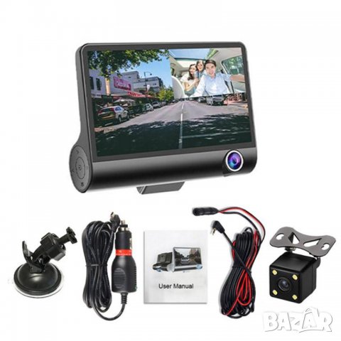 FULL HD с три камери Видеорегистратор за кола, камера за автомобил DVR, ДВР, черна кутия регистратор, снимка 4 - Аксесоари и консумативи - 38488761