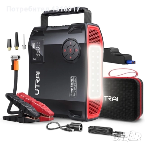 Мултифункционален стартер за кола, UTRAI Jstar 5, Power Bank 24000mah 2000A, 4 IN 1 Въздушна компрес, снимка 1