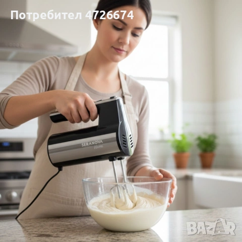 Кухненски миксер SERANOVA Home – Метални бъркалки, лек и мощен, снимка 3 - Миксери - 53328613