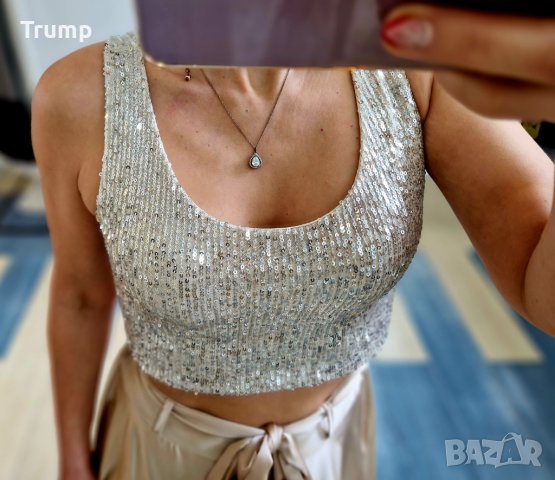 Потник с паети в цвят злато, сномееация, снимка 4 - Потници - 43426239