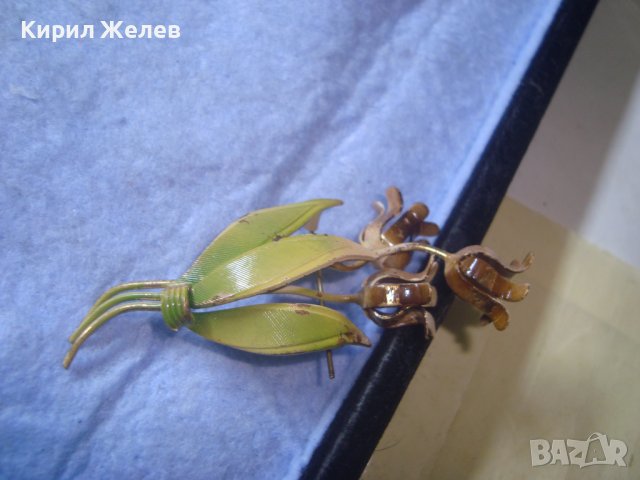 СТАРА ФЛОРАЛНА ПОЗЛАТЕНА БЕЛ ЕПОК БРОШКА - ЦВЕТЕ РЕТРО БИЖУ МАЙСТОРСКА РЯДКА ИЗРАБОТКА 20705, снимка 9 - Антикварни и старинни предмети - 37660311