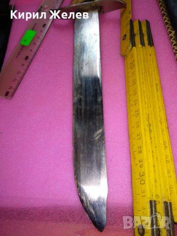 СТАР ОГРОМЕН ЛОВЕН НОЖ с ДРЪЖКА от ЕЛЕНОВ РОГ РЪЧНА МАЙСТОРСКА ИЗРАБОТКА с ДЪРВЕНА КАНИЯ 43156, снимка 16 - Ножове - 44009908