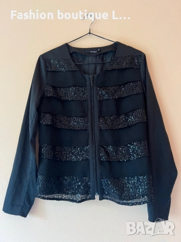 Черно есенно яке с пайети на райета 36 размер с цип отпред се закопчава 🖤🖤🖤🖤🖤🖤🖤🖤