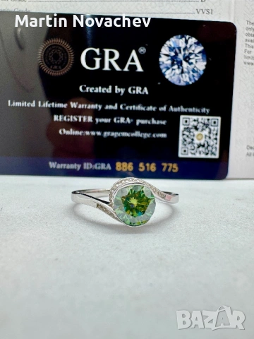 Сребърен пръстен с мойсанит (Диамант) 1 карат