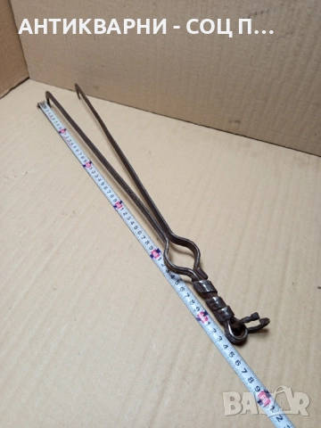 Стар Ръчно Кован Масивен Дилав За Огнища Камини Барбекюта. , снимка 8 - Антикварни и старинни предмети - 52578186