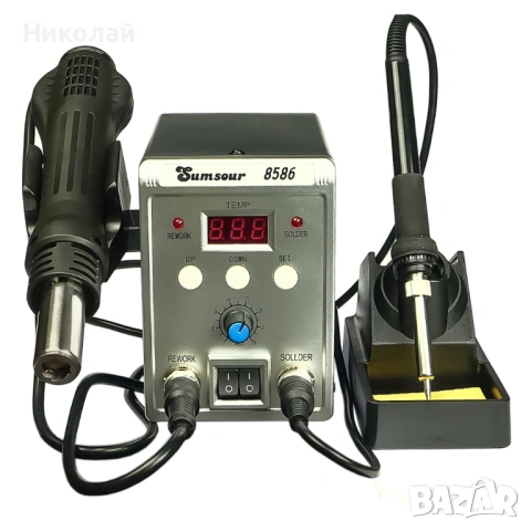 Станция за запояване Sumsour 8586 горещ въздух, поялник, дигитален дисплей.