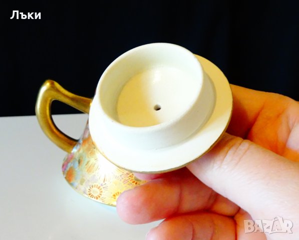 Кана японски порцелан истинска Satsuma,злато,хризантеми., снимка 5 - Антикварни и старинни предмети - 26761626