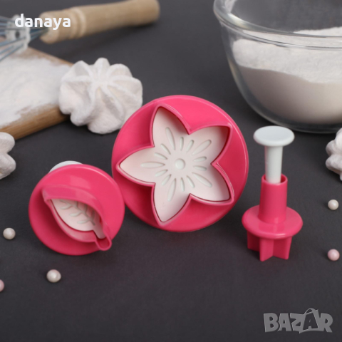 4622 Комплект резци за сладки с бутало Нарциз, 3 броя, снимка 3 - Форми - 44919135