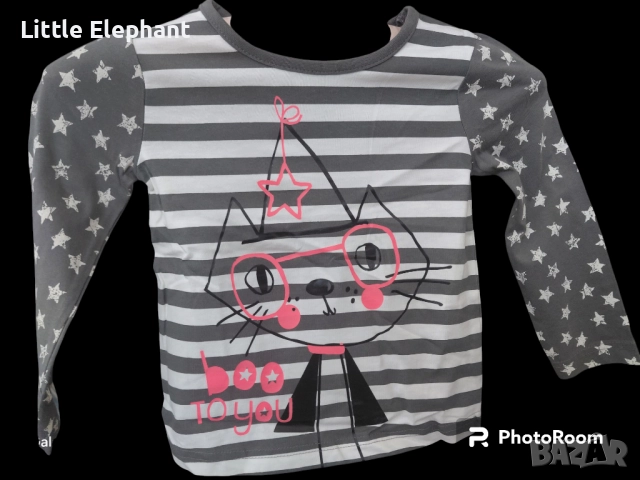 Блузка с дълъг ръкав за 2-3 год мом"Halloween,Boo to you",котенце и звезди,Англия/нова