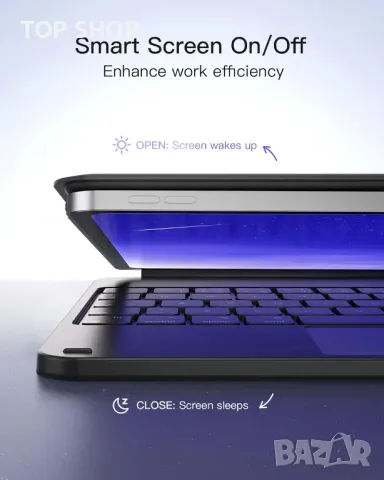 Калъф с магнитна клавиатура Inateck за iPad Air 11 Inch 2024 M2, 7 цветна подсветка тракпад, KB09119, снимка 9 - Таблети - 49551807