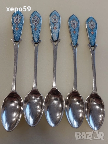 ССребърни 84 руски лъжички с емайл за чай или кафе-120 лв за брой,сребро 84, снимка 10 - Прибори за хранене, готвене и сервиране - 52637844