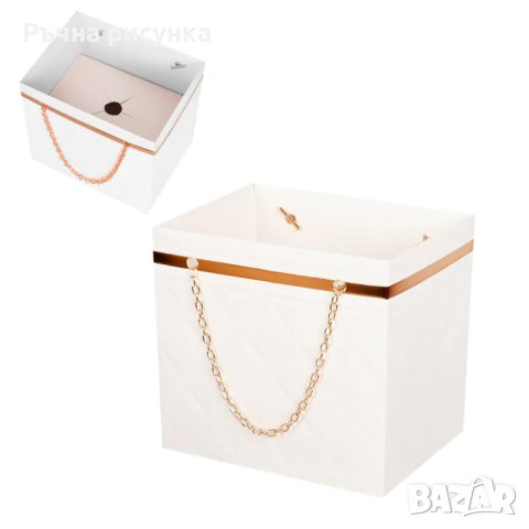 Подаръчна кутия "Чантичка" с дръжки от синджир /10 броя в стек/, снимка 2 - Декорация за дома - 44081417