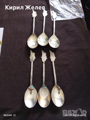 ПОСРЕБРЕНИ ПРИБОРИ ЛЪЖИЧКИ 6 броя СУВЕНИР от КИПЪР ЛАРНАКА за КОЛЕКЦИЯ 35345