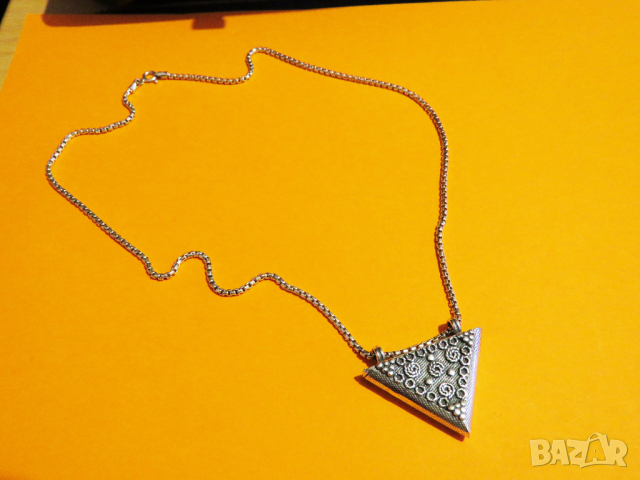 сребърен синджир с османска отваряща се сребърна муска с флорални мотиви, накит, амулет сребро, снимка 2 - Други - 36449729