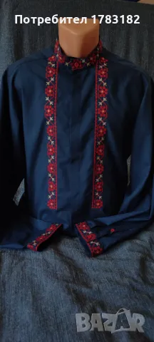 Мъжка риза с бродерия, снимка 1