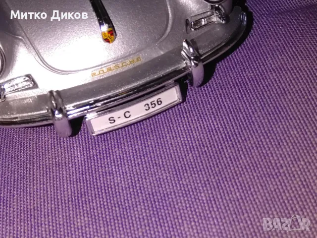 Porshe Burago Italy 356В 1961год. винтидж метална маркова количка Порше1х24мащаб, снимка 4 - Колекции - 47464753