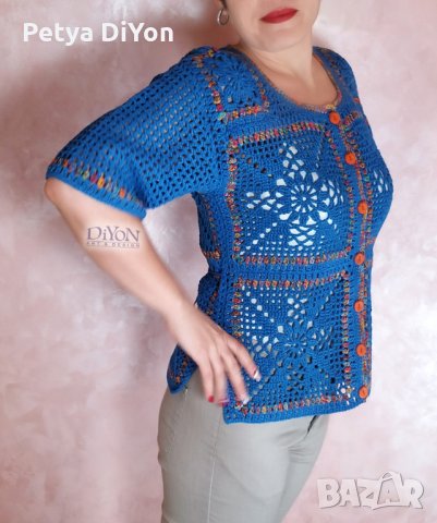Ръчно плетена дамска жилетка на една кука , снимка 1 - Жилетки - 32610187
