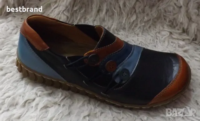 Дамски цветни обувки, естествена кожа, без връзки, код 74/129, снимка 5 - Дамски ежедневни обувки - 47630507