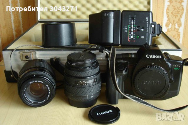 CANON EOS 630 с два обектива и още нещо в алуминиев куфар, снимка 1