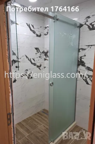 Стъклена душ кабина с плъзгаща система и врата и мат стъкло, снимка 2 - Душ кабини и вани - 48364418