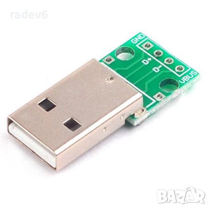 Адаптерна платка USB-A-Male, 4P, 2.54мм.