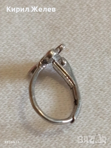 Сребърна обеца във формата на пеперуда с розов емайл 42128, снимка 6 - Обеци - 52718459