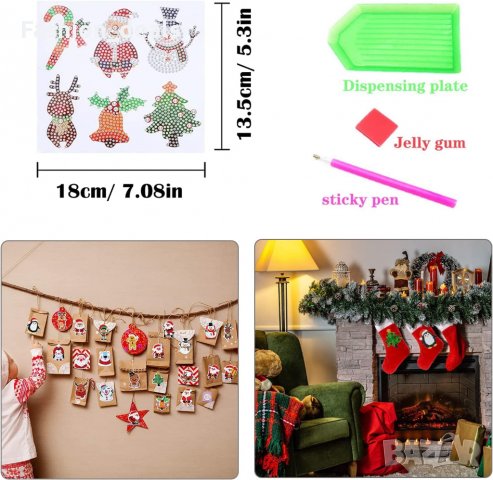 Нов комплект коледен 5D диамантен гоблен Декорация Арт Релакс, снимка 2 - Други - 39350518