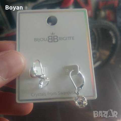 сребърни обици сваровски, снимка 2 - Обеци - 27763071