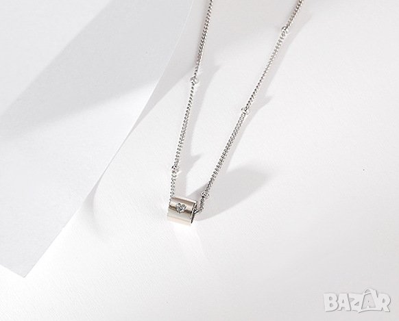 Сребърно колие " Crystal Heart", снимка 5 - Колиета, медальони, синджири - 33089260