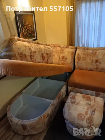 Ъглов разтегателен диван с повдигащ механизъм и ракла