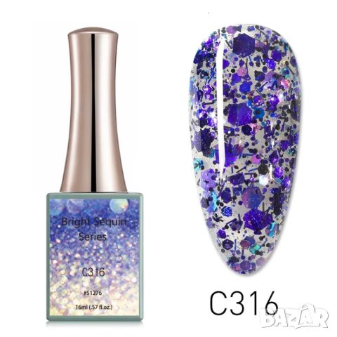 16ml CANNI Bright Sequin Series гел лак -16мл, снимка 7 - Продукти за маникюр - 39809999