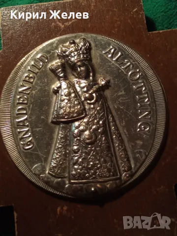 GNADENBILD ALTÖTTING ЧЕРНАТА МАДОНА Стара КАТОЛИЧЕСКА НЕМСКА ПОСРЕБРЕНА ИКОНКА с ДЪРВЕН КРЪСТ 32208, снимка 13 - Антикварни и старинни предмети - 46774707