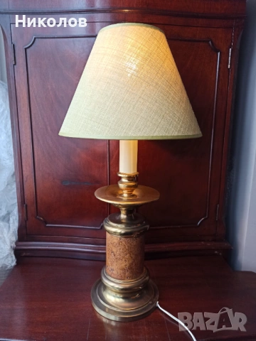 Настолна лампа, корк и месинг