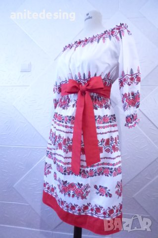 Рокля с етно мотиви ,голи рамене, снимка 9 - Рокли - 39828654