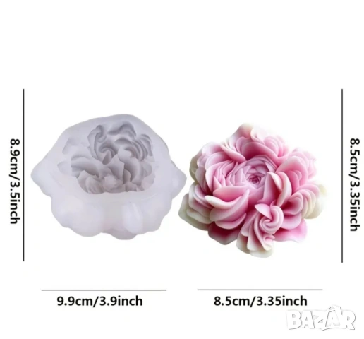 Молд разцъфнал божур (3), снимка 2 - Форми - 53535827