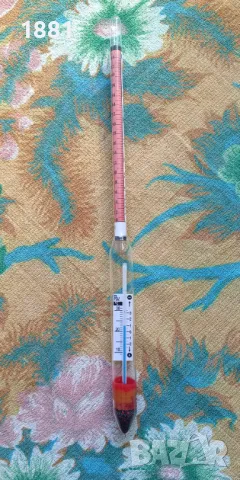 Френски спиртомер с вграден термометър + таблица за корекция на алкохолното съдържание. Нов.