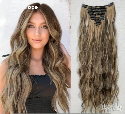 Комплект коса с клипс - екстеншъни 60см термоустойчива - 7 реда , снимка 5 - Аксесоари за коса - 50401373