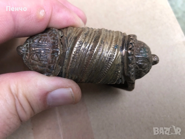 стара възрожденска гривна РОГАТКА - за реставрация, снимка 3 - Антикварни и старинни предмети - 45552263