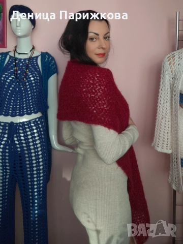 Ръчно плетен шал на една кука модел "Романтик", снимка 14 - Шалове - 52770840