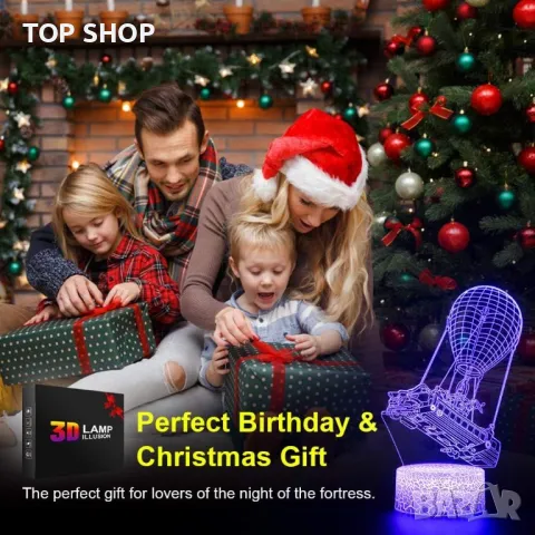 Battle Bus 3D нощна лампа с дистанционно 16 променящи се цвята USB, снимка 2 - Настолни лампи - 48780405