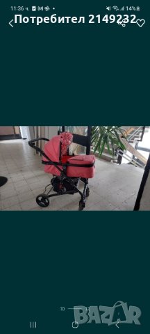 бебешка количка и столче за кола розова, снимка 3 - Детски колички - 42932850